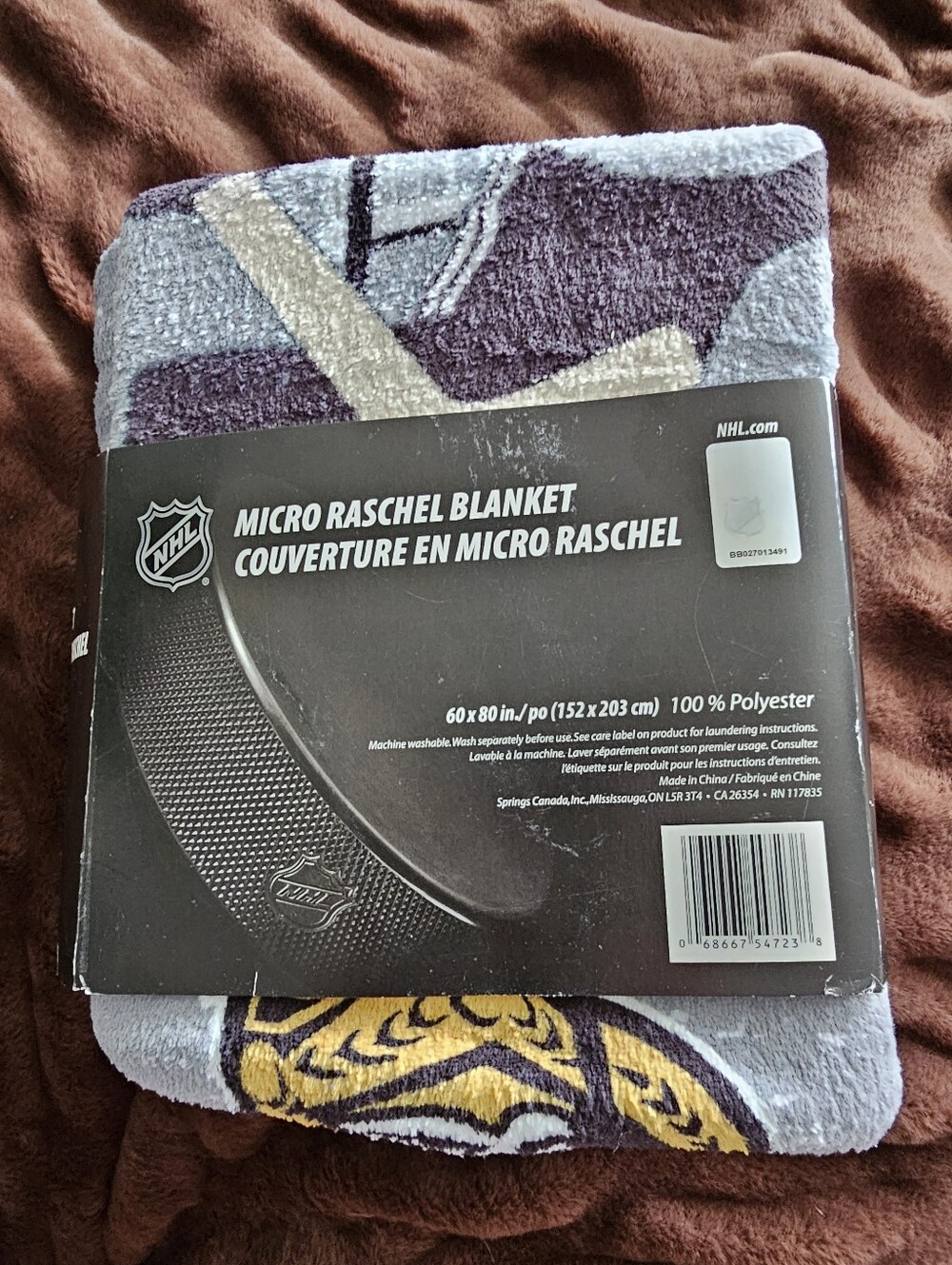 NHL Team Micro Raschel Blanket - Purple, Gray, Gold